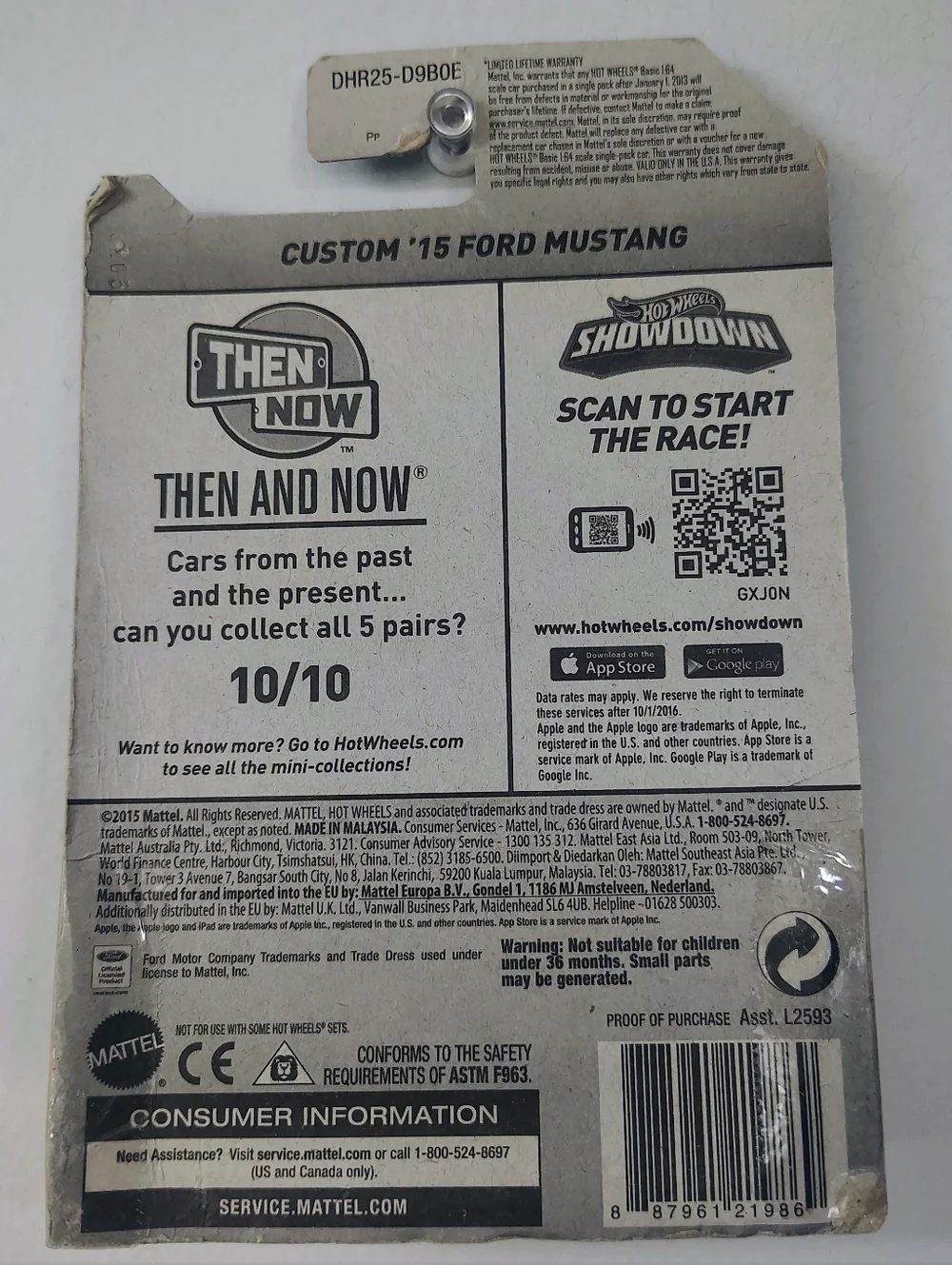 Custom 2015 Ford Mustang Hot Wheels Then & Now 10/10 Green Diecast